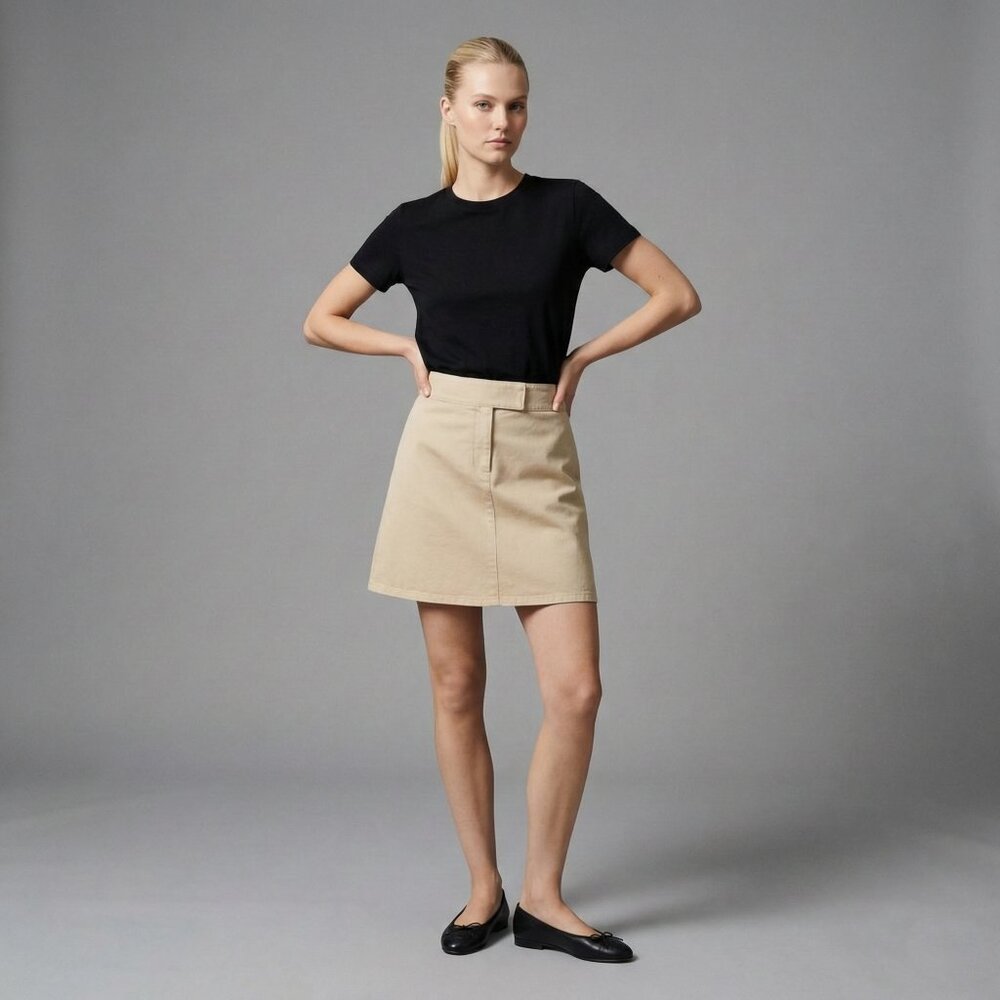 Y2K Preppy Sporty Cotton Beige Cream Mini Skirt